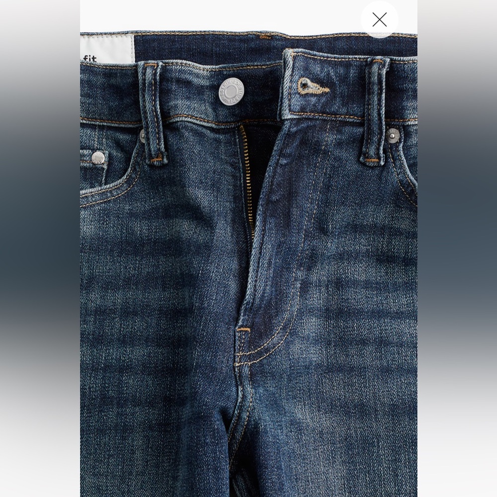H&M NWT Men Slim Fit Denim Shorts Dark Wash Size 42 Roll Up Details - Picture 6 of 10